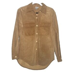 Etosha Suede Jacket Shirt Women's Medium Brown Pockets Leather